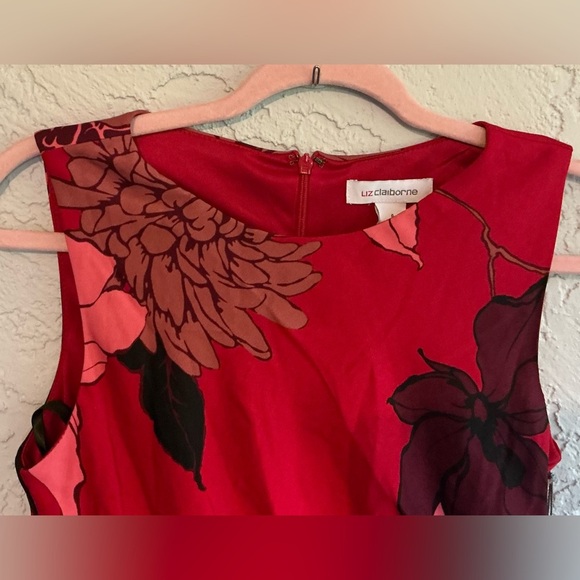 Liz Claiborne Red Floral Sleeveless A-Line Knee Length Dress (NWT) - Picture 5 of 10